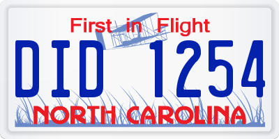 NC license plate DID1254