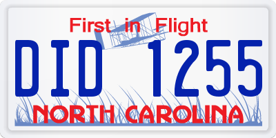 NC license plate DID1255