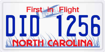 NC license plate DID1256