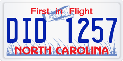 NC license plate DID1257