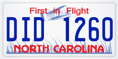 NC license plate DID1260