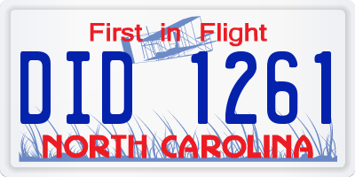 NC license plate DID1261