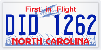 NC license plate DID1262