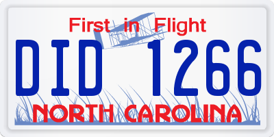 NC license plate DID1266