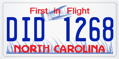 NC license plate DID1268