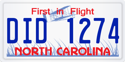 NC license plate DID1274
