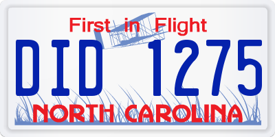 NC license plate DID1275
