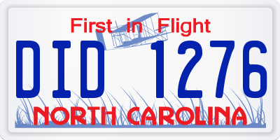 NC license plate DID1276