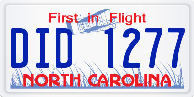 NC license plate DID1277