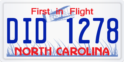 NC license plate DID1278