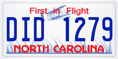 NC license plate DID1279