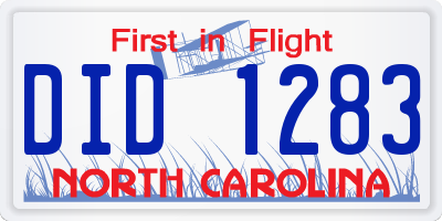 NC license plate DID1283