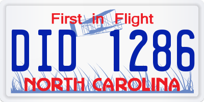 NC license plate DID1286