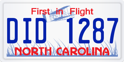 NC license plate DID1287