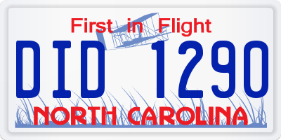 NC license plate DID1290
