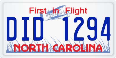 NC license plate DID1294