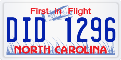 NC license plate DID1296