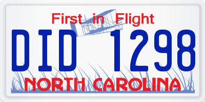 NC license plate DID1298