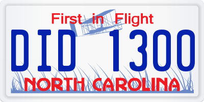NC license plate DID1300