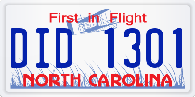 NC license plate DID1301
