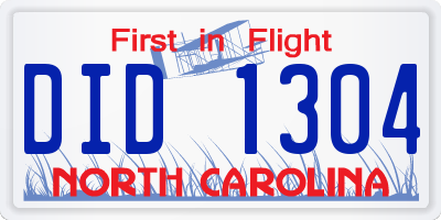 NC license plate DID1304