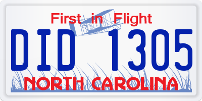 NC license plate DID1305