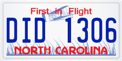 NC license plate DID1306