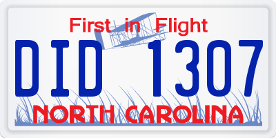 NC license plate DID1307