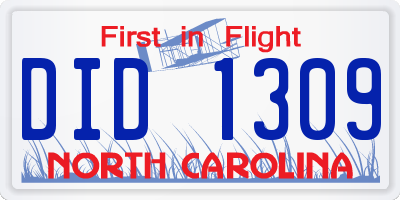 NC license plate DID1309