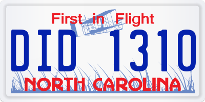 NC license plate DID1310