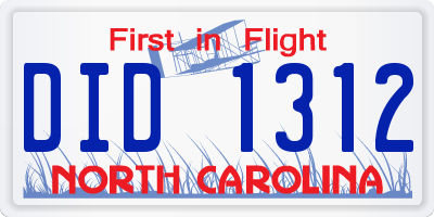 NC license plate DID1312