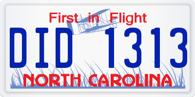 NC license plate DID1313