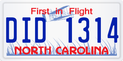NC license plate DID1314