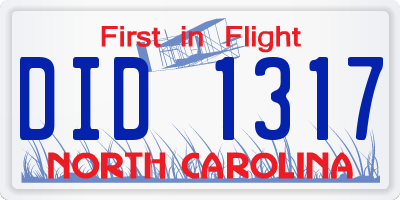 NC license plate DID1317