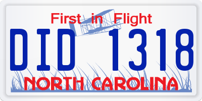 NC license plate DID1318