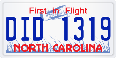NC license plate DID1319