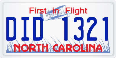 NC license plate DID1321