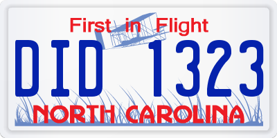 NC license plate DID1323