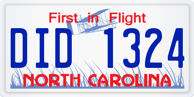 NC license plate DID1324