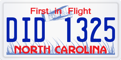 NC license plate DID1325