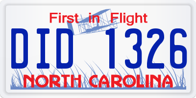 NC license plate DID1326