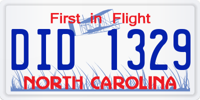 NC license plate DID1329