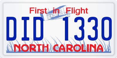 NC license plate DID1330