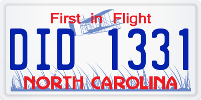 NC license plate DID1331