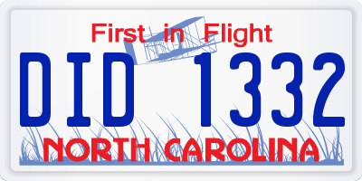 NC license plate DID1332