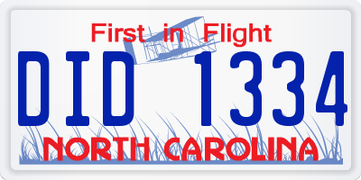NC license plate DID1334