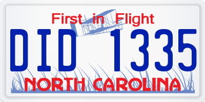 NC license plate DID1335