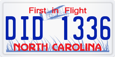 NC license plate DID1336
