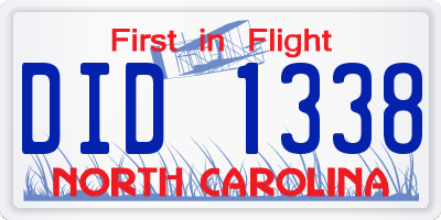NC license plate DID1338