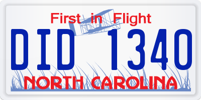NC license plate DID1340